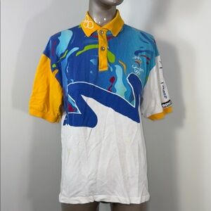 Sydney Australia Olympics Bonds Blue and Yellow Graphic Polo Shirt